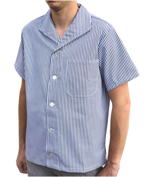 FLEIRO kurzarm Fleischerjacke ARNO blau weiß gestreift 11787