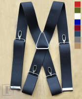 FLEIRO Hosenträger mit Metall Karabinerhaken XMK-12 schwarz 140 cm