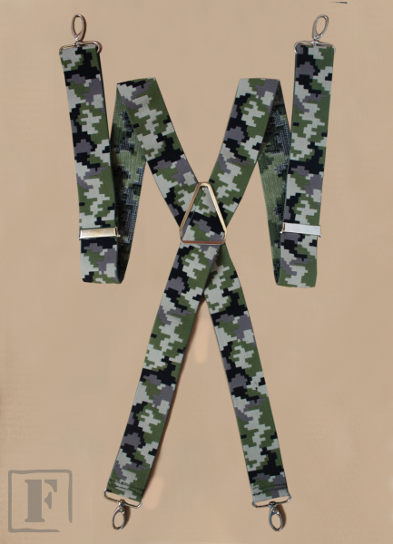 FLEIRO Hosenträger Camo mit Metall Karabinerhaken XMK-16 140 cm